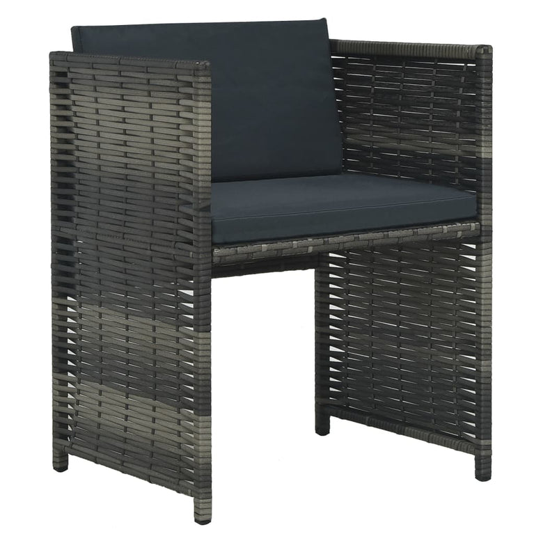 3-delige Bistroset met kussens poly rattan grijs MeubelReus