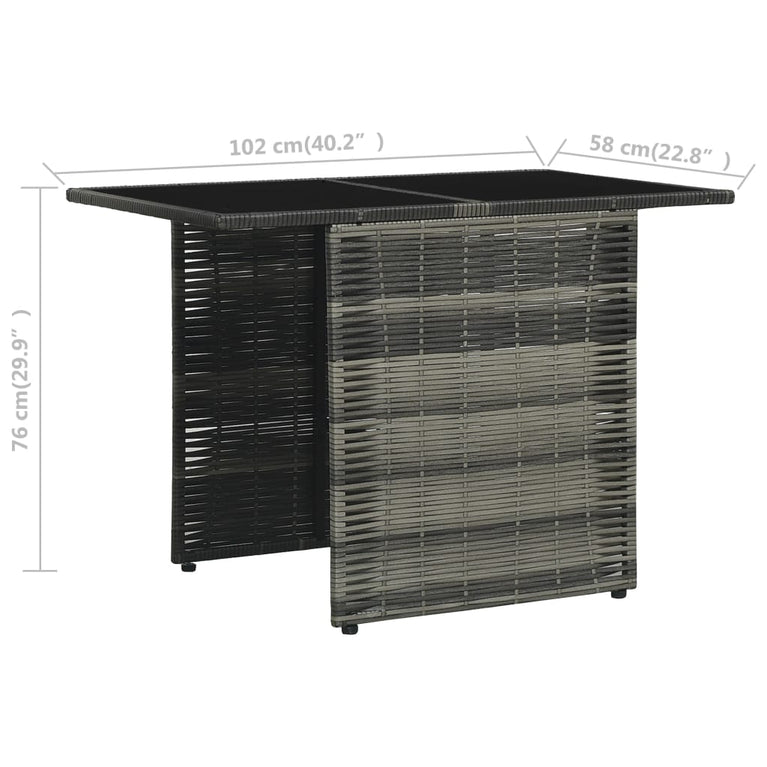 3-delige Bistroset met kussens poly rattan grijs MeubelReus