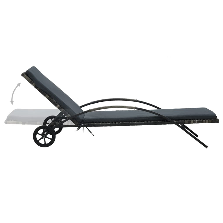 Ligbedden met tafel poly rattan antraciet MeubelReus