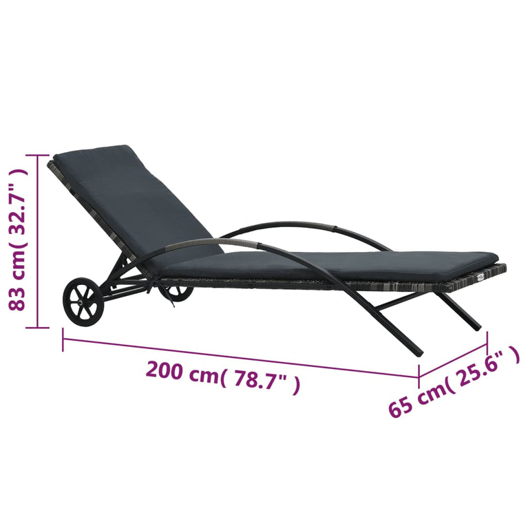 Ligbedden met tafel poly rattan antraciet MeubelReus