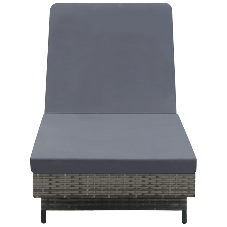 Ligbed met wielen en kussen poly rattan antraciet MeubelReus