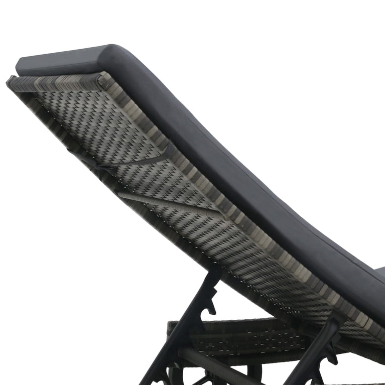 Ligbed met wielen en kussen poly rattan antraciet MeubelReus