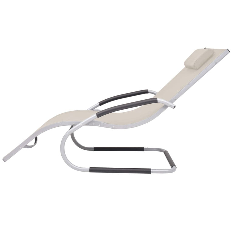 Ligbed met kussen aluminium en textileen crème MeubelReus
