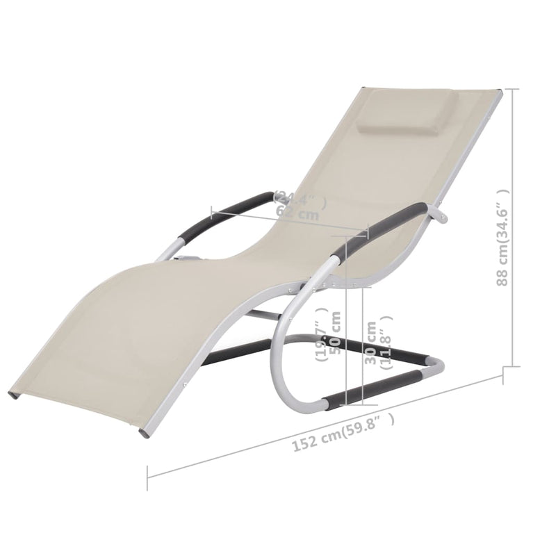 Ligbed met kussen aluminium en textileen crème MeubelReus