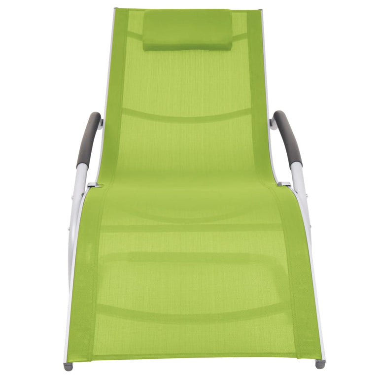Ligbed met kussen aluminium en textileen groen MeubelReus