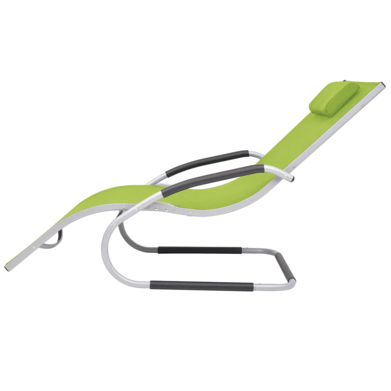 Ligbed met kussen aluminium en textileen groen MeubelReus
