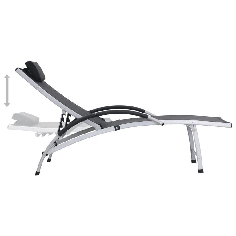 Ligbed aluminium textileen zwart MeubelReus