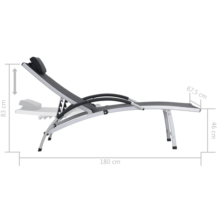 Ligbed aluminium textileen zwart MeubelReus