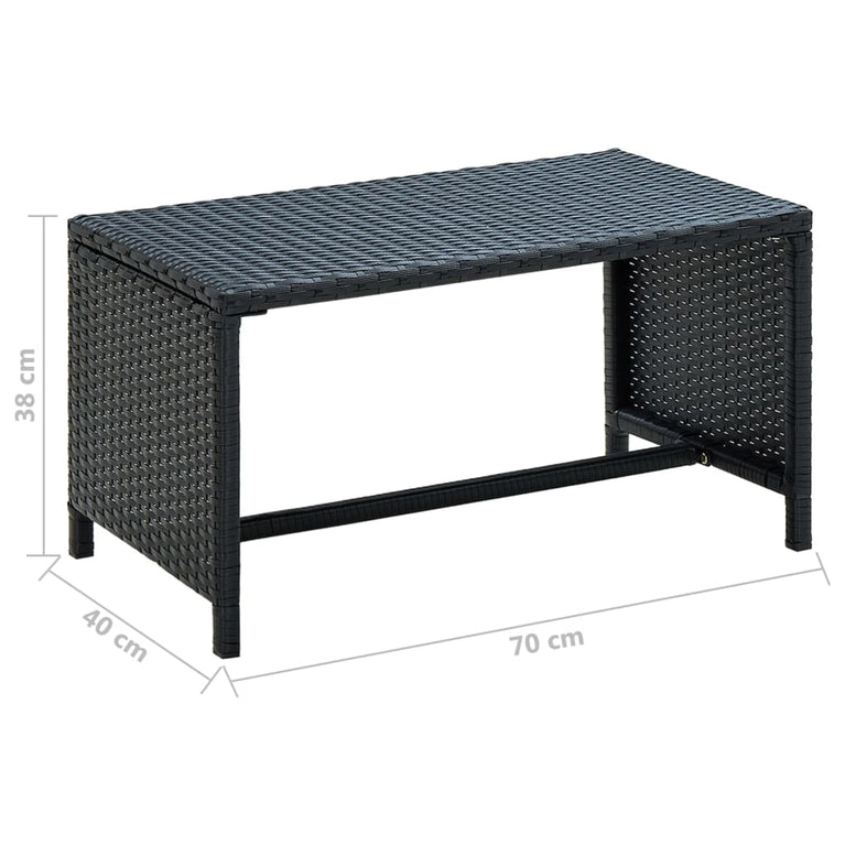 Salontafel 70x40x38 cm poly rattan zwart