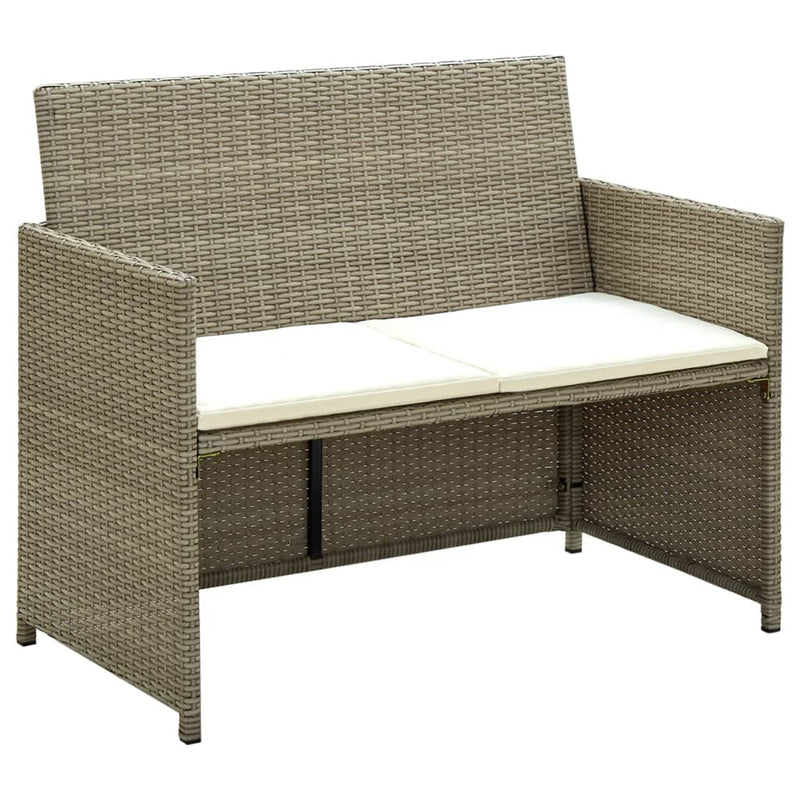 Tuinbank 2-zits met kussens poly rattan beige MeubelReus