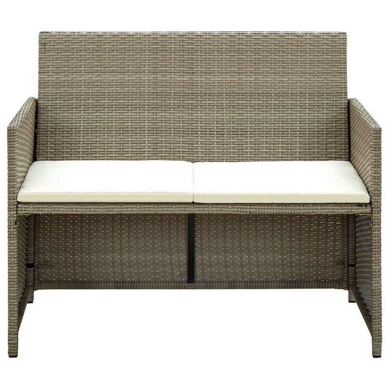 Tuinbank 2-zits met kussens poly rattan beige MeubelReus