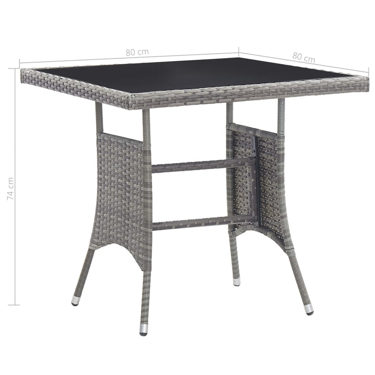 Tuintafel 80x80x74 cm poly rattan antraciet MeubelReus