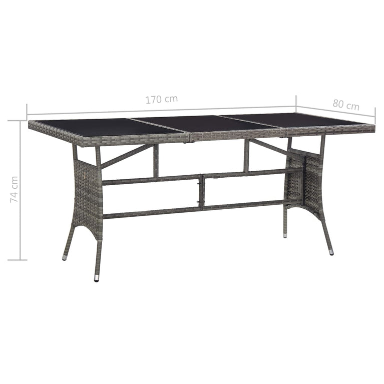Tuintafel 170x80x74 cm poly rattan grijs MeubelReus