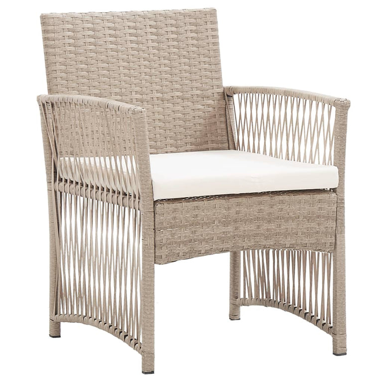 Tuinstoelen met kussens 2 st poly rattan beige