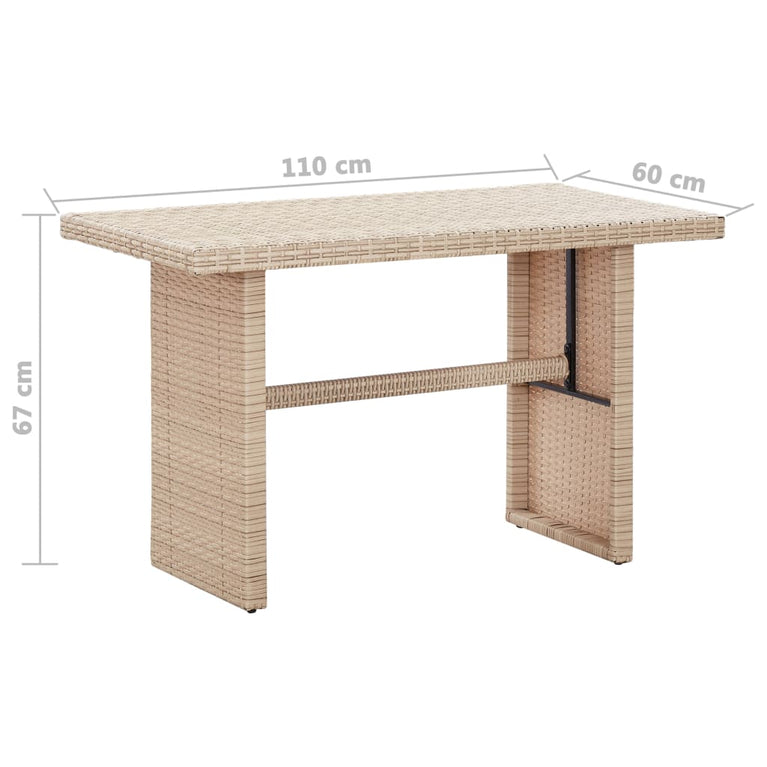Tuintafel 110x60x67 cm poly rattan beige MeubelReus