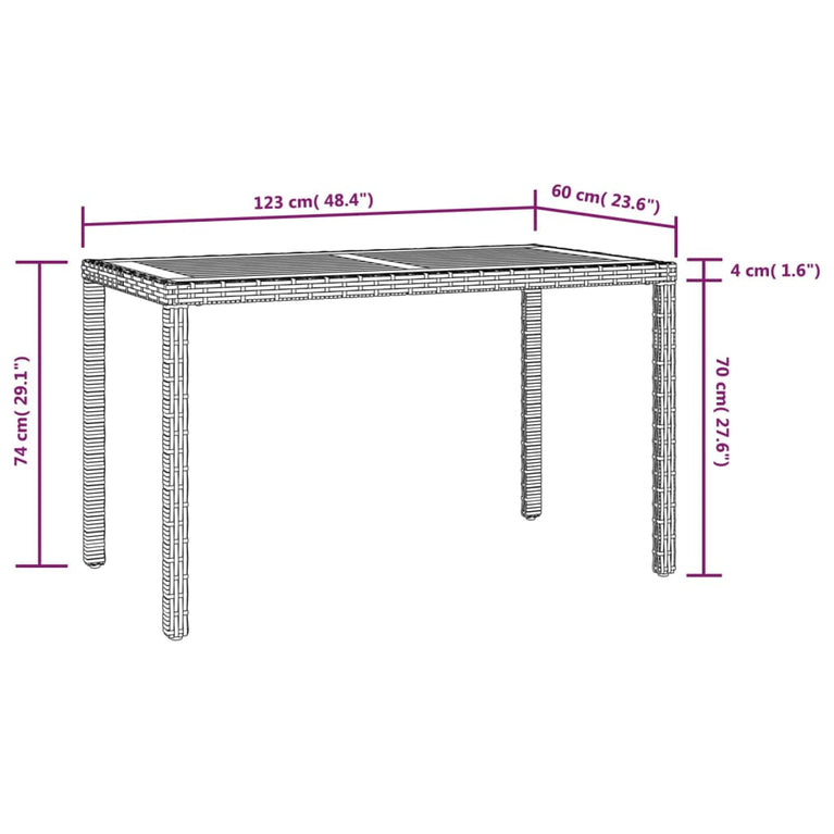 Tuintafel 123x60x74 cm massief acaciahout zwart en bruin MeubelReus
