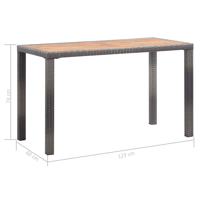 Tuintafel 123x60x74 cm massief acaciahout antraciet en bruin MeubelReus