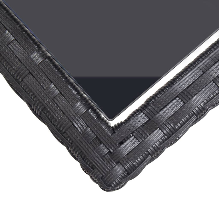 Tuintafel 110x53x72 cm glas en poly rattan zwart MeubelReus