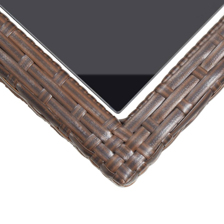Tuintafel 110x53x72 cm glas en poly rattan bruin MeubelReus