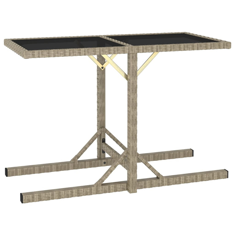 Tuintafel 110x53x72 cm glas en poly rattan beige MeubelReus