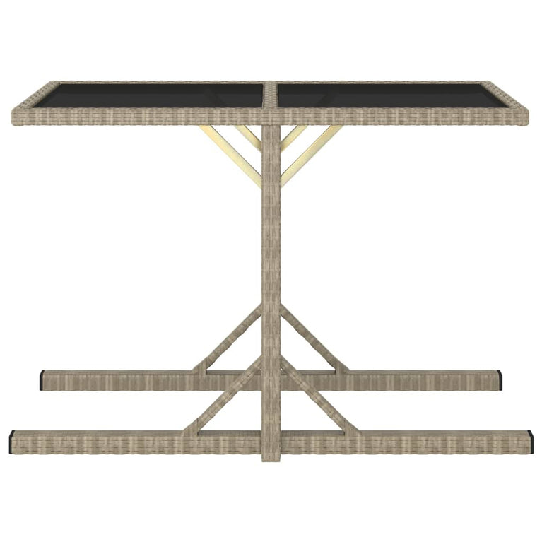 Tuintafel 110x53x72 cm glas en poly rattan beige MeubelReus
