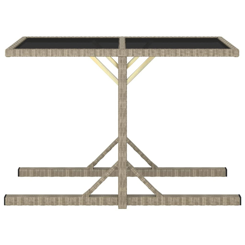 Tuintafel 110x53x72 cm glas en poly rattan beige MeubelReus