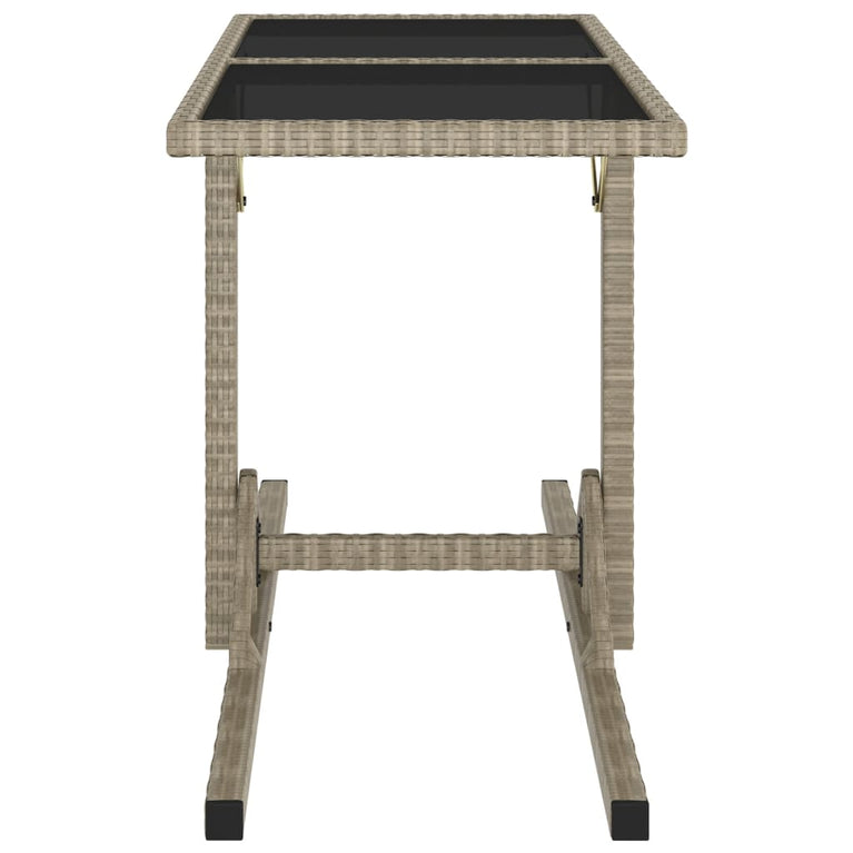 Tuintafel 110x53x72 cm glas en poly rattan beige MeubelReus