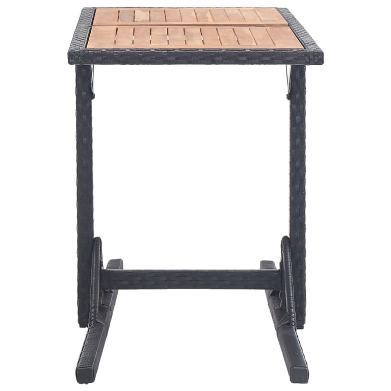 Tuintafel massief acaciahout en poly rattan zwart MeubelReus