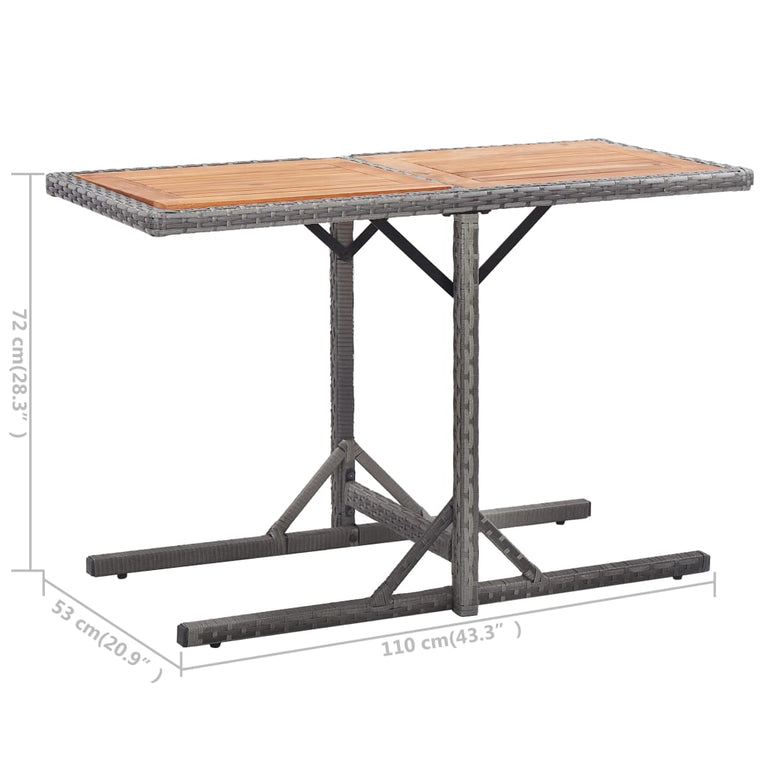 Tuintafel poly rattan en massief acaciahout antraciet MeubelReus