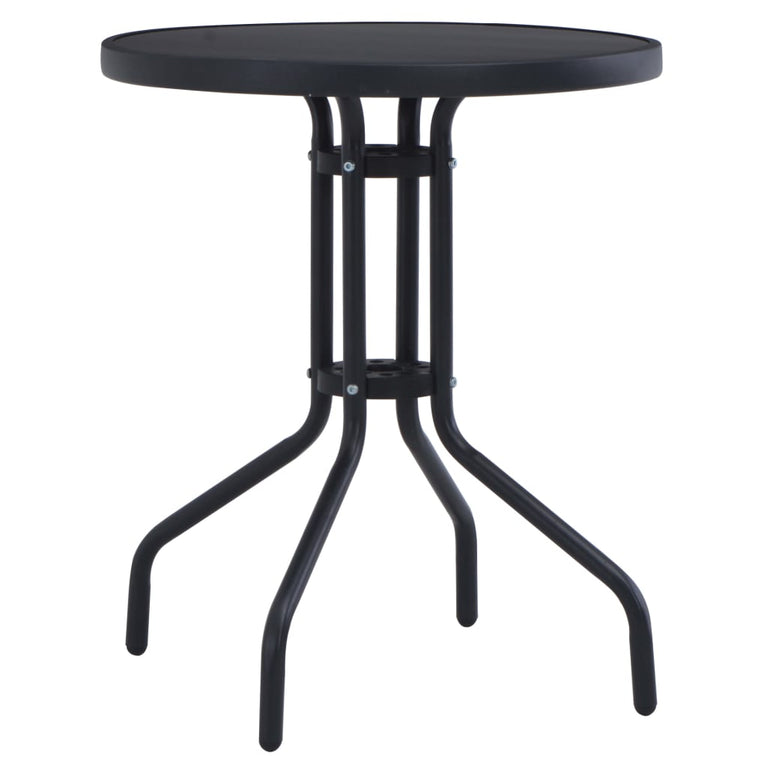 Tuintafel 80 cm staal en glas zwart MeubelReus