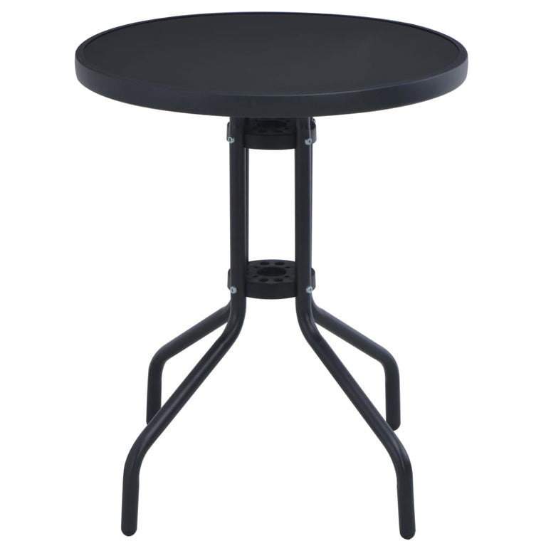 Tuintafel 80 cm staal en glas zwart MeubelReus