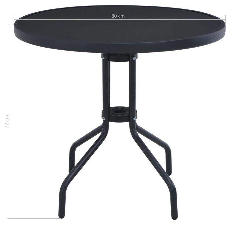 Tuintafel 80 cm staal en glas zwart MeubelReus