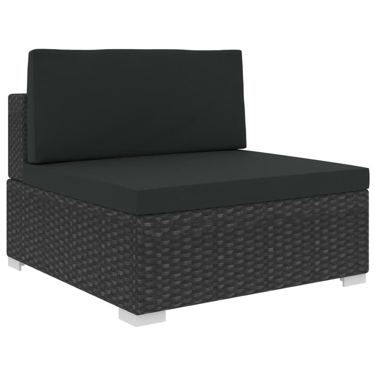 7-delige Loungeset met kussens poly rattan zwart MeubelReus