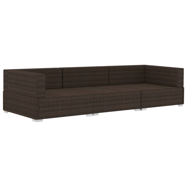 3-delige Loungeset met kussens poly rattan bruin MeubelReus