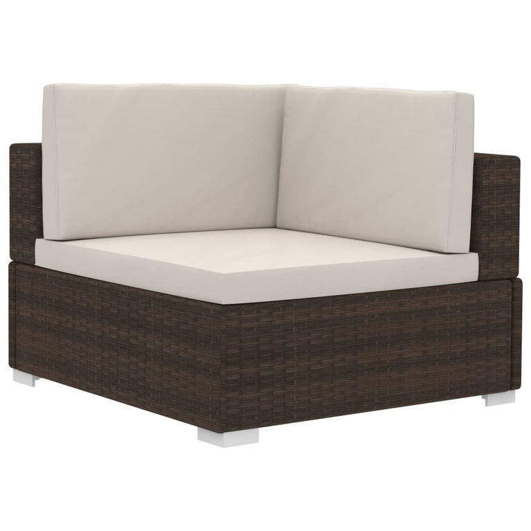 3-delige Loungeset met kussens poly rattan bruin MeubelReus
