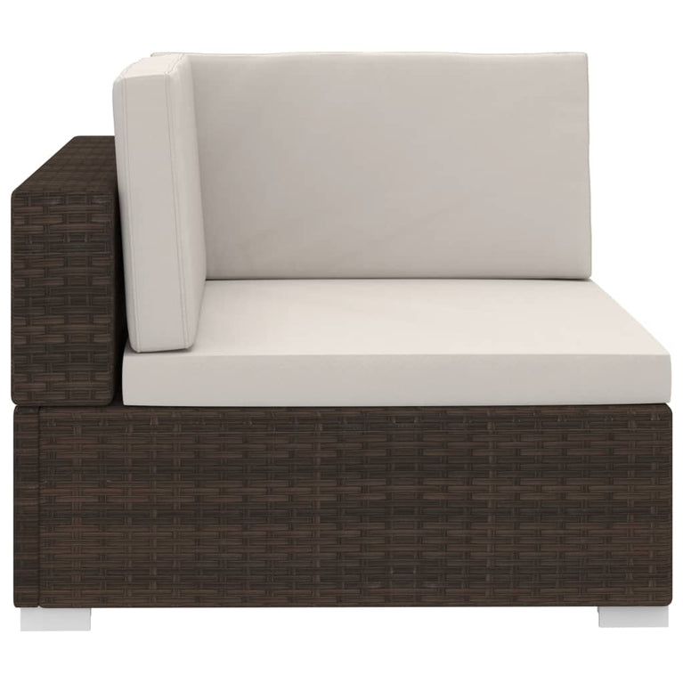 3-delige Loungeset met kussens poly rattan bruin MeubelReus
