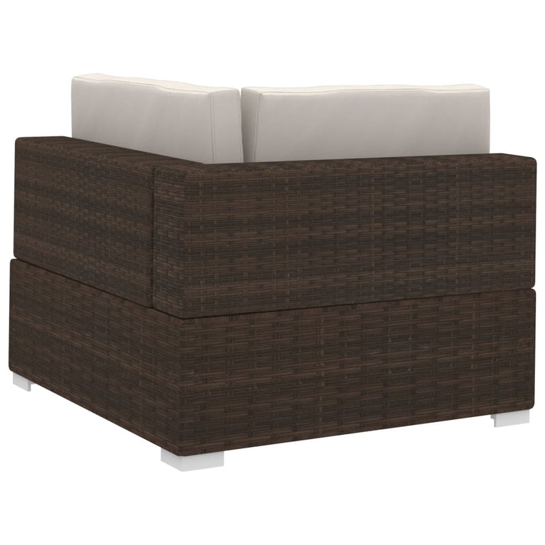 3-delige Loungeset met kussens poly rattan bruin MeubelReus