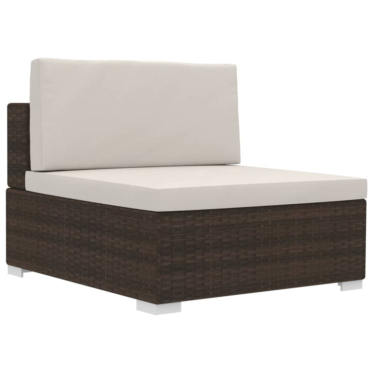 3-delige Loungeset met kussens poly rattan bruin MeubelReus