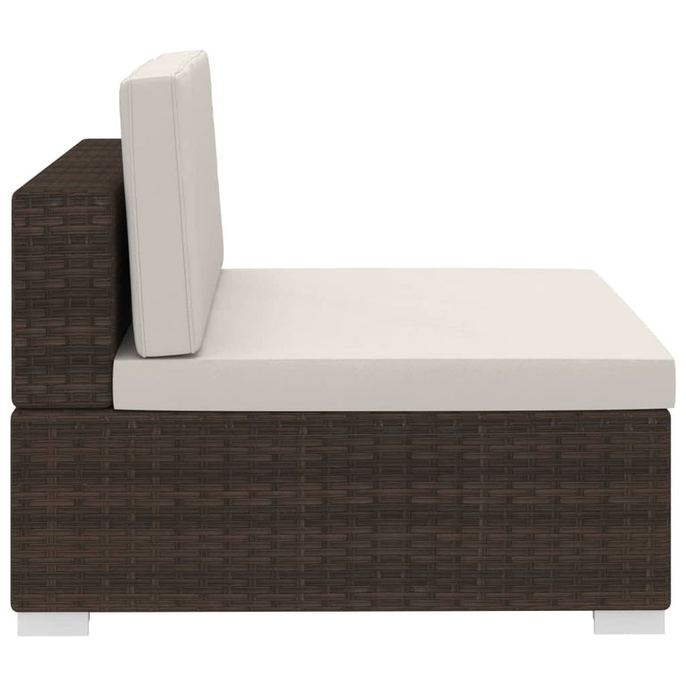 3-delige Loungeset met kussens poly rattan bruin MeubelReus