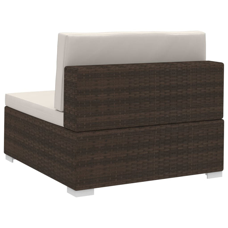 3-delige Loungeset met kussens poly rattan bruin MeubelReus