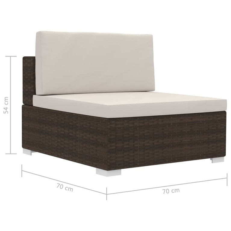 3-delige Loungeset met kussens poly rattan bruin MeubelReus