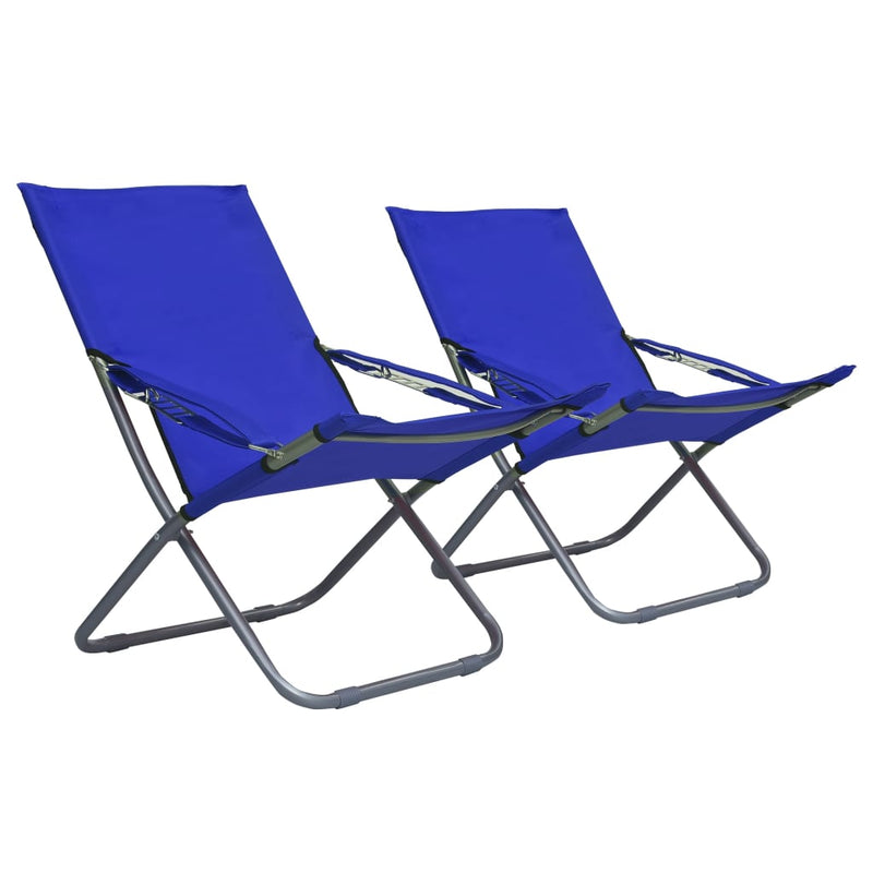 Strandstoelen 2 st inklapbaar stof blauw MeubelReus