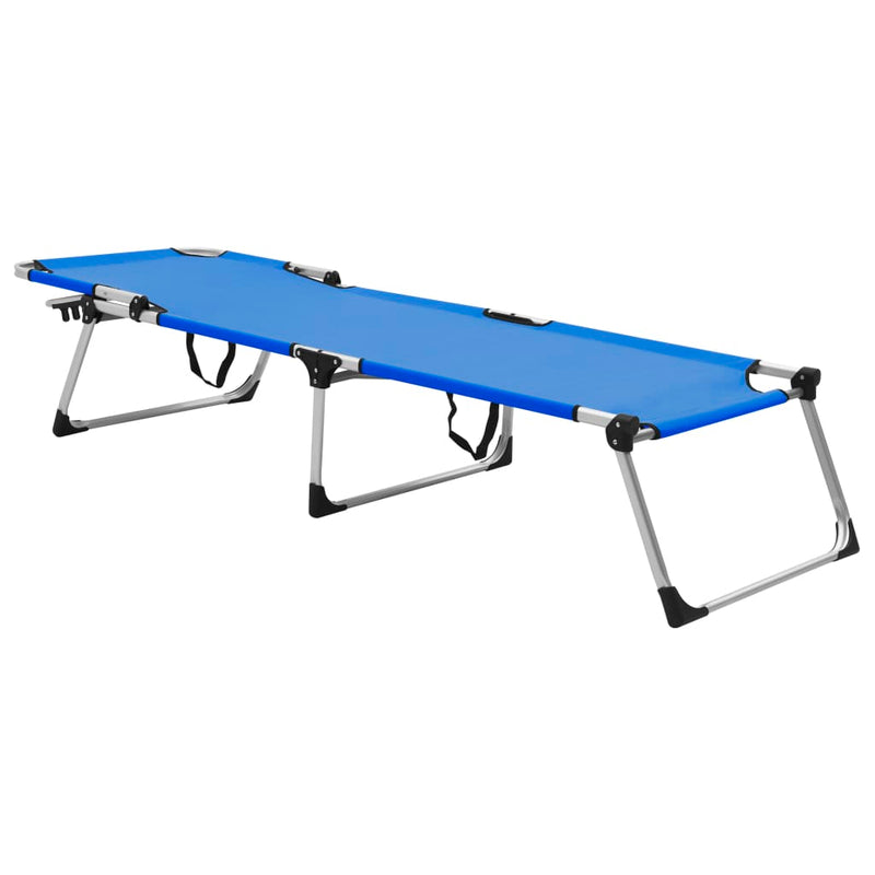 vidaXL Ligbed extra hoog inklapbaar senior aluminium blauw MeubelReus