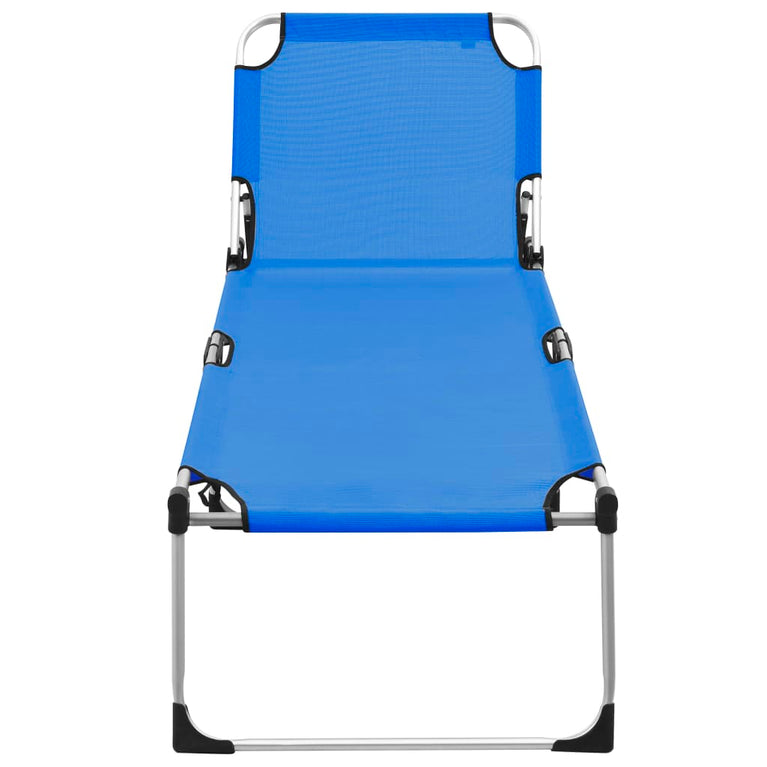 vidaXL Ligbed extra hoog inklapbaar senior aluminium blauw MeubelReus