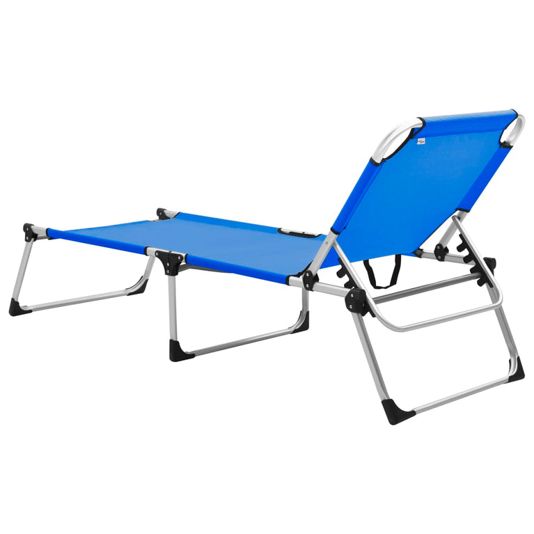 vidaXL Ligbed extra hoog inklapbaar senior aluminium blauw MeubelReus