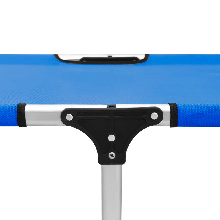 vidaXL Ligbed extra hoog inklapbaar senior aluminium blauw MeubelReus
