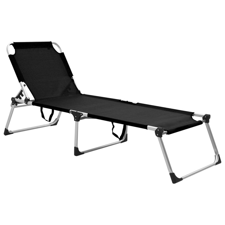 Ligbed extra hoog inklapbaar senior aluminium zwart MeubelReus