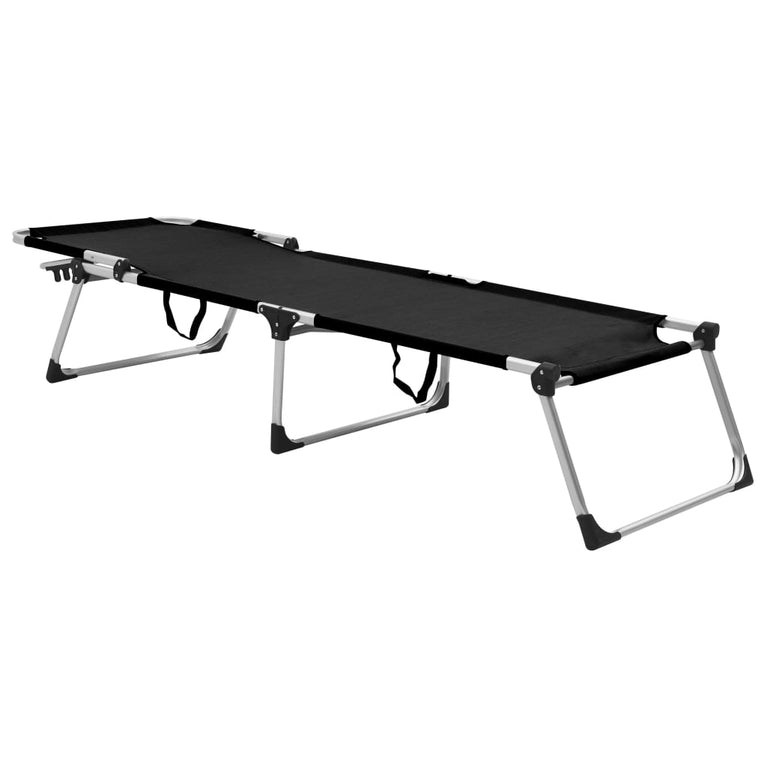 Ligbed extra hoog inklapbaar senior aluminium zwart MeubelReus