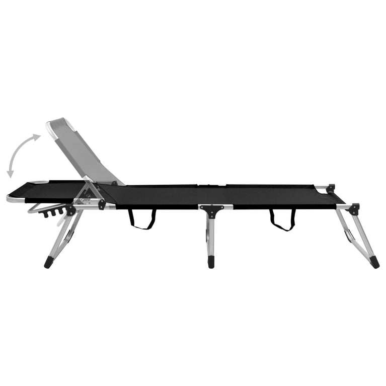 Ligbed extra hoog inklapbaar senior aluminium zwart MeubelReus