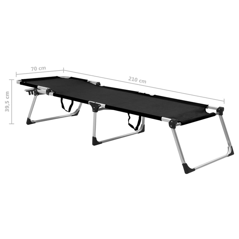 Ligbed extra hoog inklapbaar senior aluminium zwart MeubelReus
